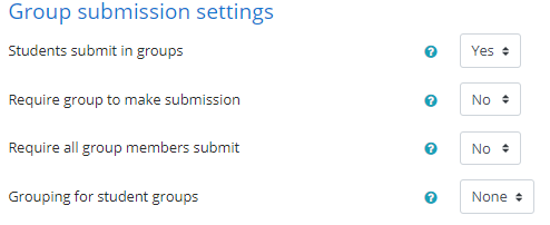 Group submission settings